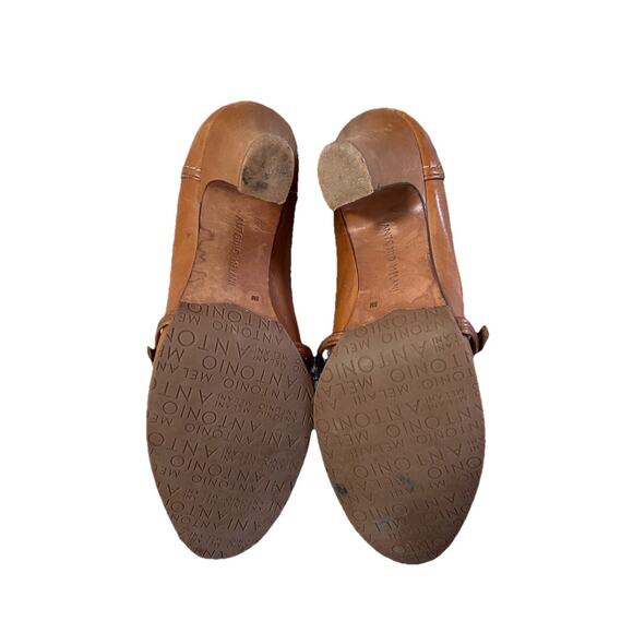 Vintage 90s Antonio Melani Tan Leather Classy Mary Jane Heels Pumps Women’s 8 - Picture 7 of 11